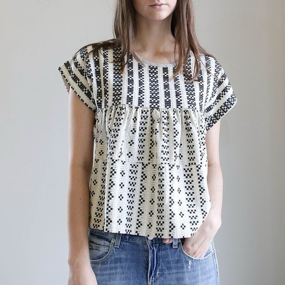 Ace & Jig Marfa top in Corsica print (black+ white plaid) - Picture 1 of 10